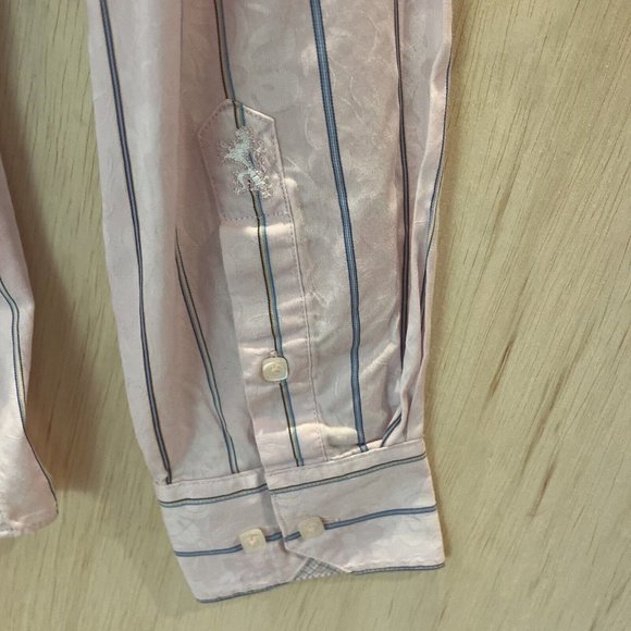 Bugatchi Men's Long Sleeve Pink Stripe Button Up Shirt Shaped Fit large? - Picture 7 of 7